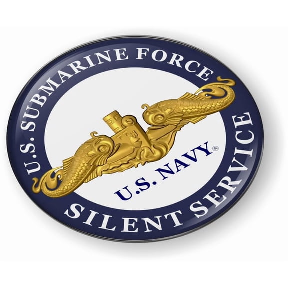 BestLicensePlateFrames - U.S. Navy Submarine Force with Gold Dolphins Officer Insignia 3D Domed CAR Emblem Badge Sticker Flexible - Official U.S. Navy Licensed Product