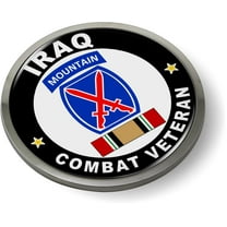 BestLicensePlateFrames - US Army 10th Mountain Division Iraq Combat Veteran 3D Domed CAR Emblem Badge Sticker Chrome Metal Bezel - Official U.S. Army Licensed Product