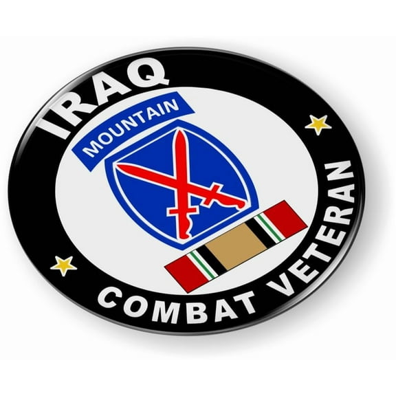 BestLicensePlateFrames - US Army 10th Mountain Division Iraq Combat Veteran 3D Domed CAR Emblem Badge Sticker Flexible - Official U.S. Army Licensed Product