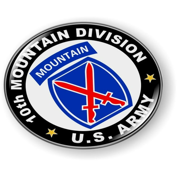BestLicensePlateFrames - US Army 10th Mountain Division, Light Infantry 3D Domed CAR Emblem Badge Sticker Flexible - Official U.S. Army Licensed Product