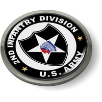 BestLicensePlateFrames - US Army 2nd Infantry Division (2ID) 3D Domed CAR Emblem Badge Sticker Chrome Metal Bezel - Official U.S. Army Licensed Product