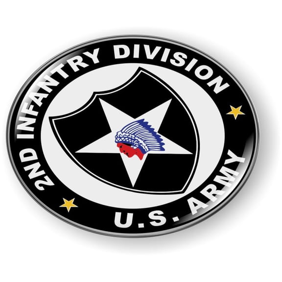 BestLicensePlateFrames - US Army 2nd Infantry Division (2ID) 3D Domed CAR Emblem Badge Sticker Flexible - Official U.S. Army Licensed Product
