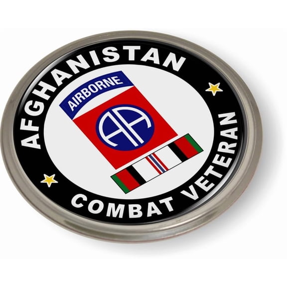 Officially Licensed US Army 82nd Airborne Division Afghanistan Combat Veteran 3D Domed Metal Emblem Sticker
