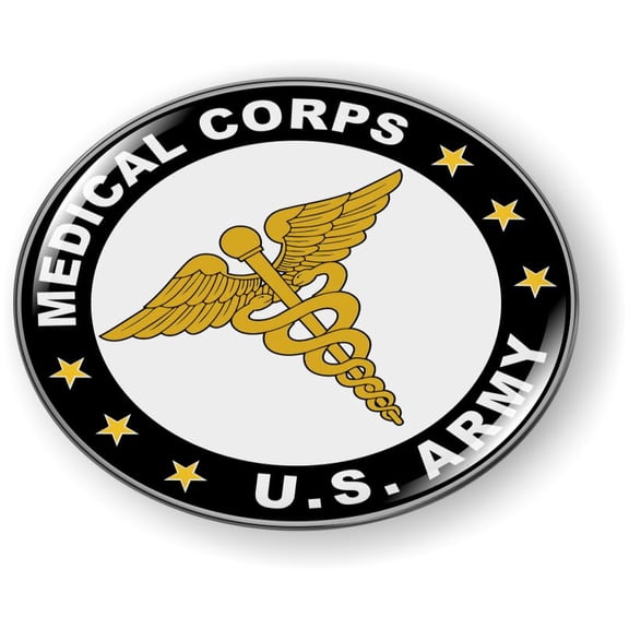 BestLicensePlateFrames - US Army Medical Corps 3D Domed CAR Emblem Badge Sticker Flexible - Official U.S. Army Licensed Product