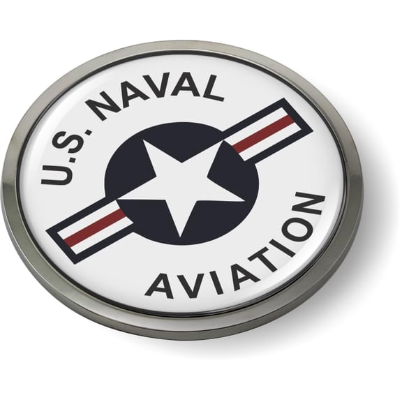 BestLicensePlateFrames - US Naval Aviation with Star CAR Emblem 3D Domed Badge Sticker with Metal Chrome Metal Bezel - Official U.S. Navy Licensed Product