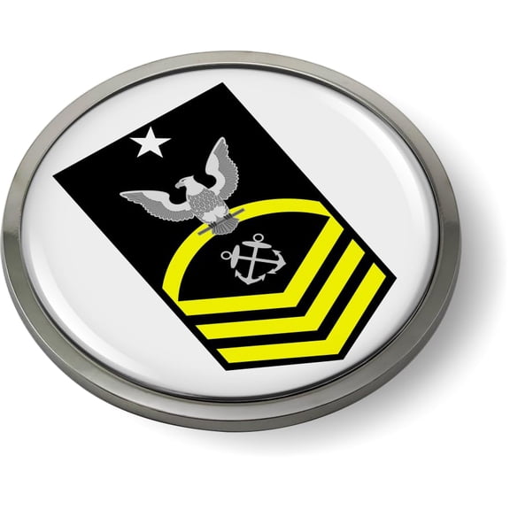 BestLicensePlateFrames - US Navy Rank, Insignia Enlisted Soldiers Navy Rate CAR Emblem Badge Sticker Chrome Metal Bezel - Senior Chief Petty Officer E-8 (SCPO) - Official U.S. Navy Licensed Product