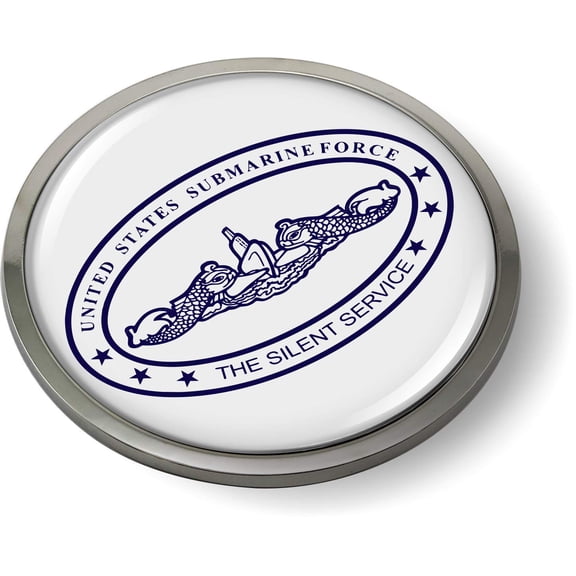 BestLicensePlateFrames - US Submarine Force The Silent Service 3D Domed Emblem Car Sticker Chrome Metal Bezel - Official U.S. Navy Licensed Product