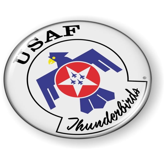 BestLicensePlateFrames - USAF Thunderbirds Air Demonstration Squadron 3D Domed CAR Emblem Badge Sticker Flexible - Official USAF and USSF Licensed Product