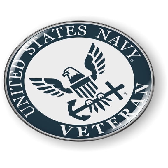 BestLicensePlateFrames - Veteran U.S. Navy Eagle and Anchor Icon 3D Domed CAR Emblem Badge Sticker Flexible - Official U.S. Navy Licensed Product