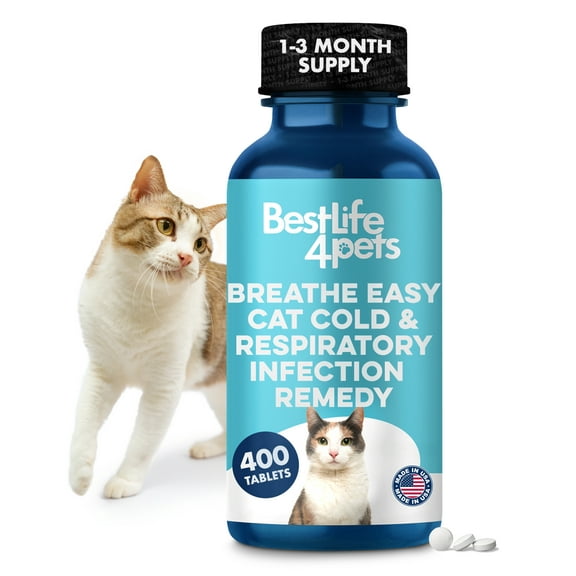 BestLife4Pets Breathe Easy - Cat Cold & Respiratory Infection Supplement - Natural Respiratory Support System, Antihistamine for Sneezing & Nasal Congestion