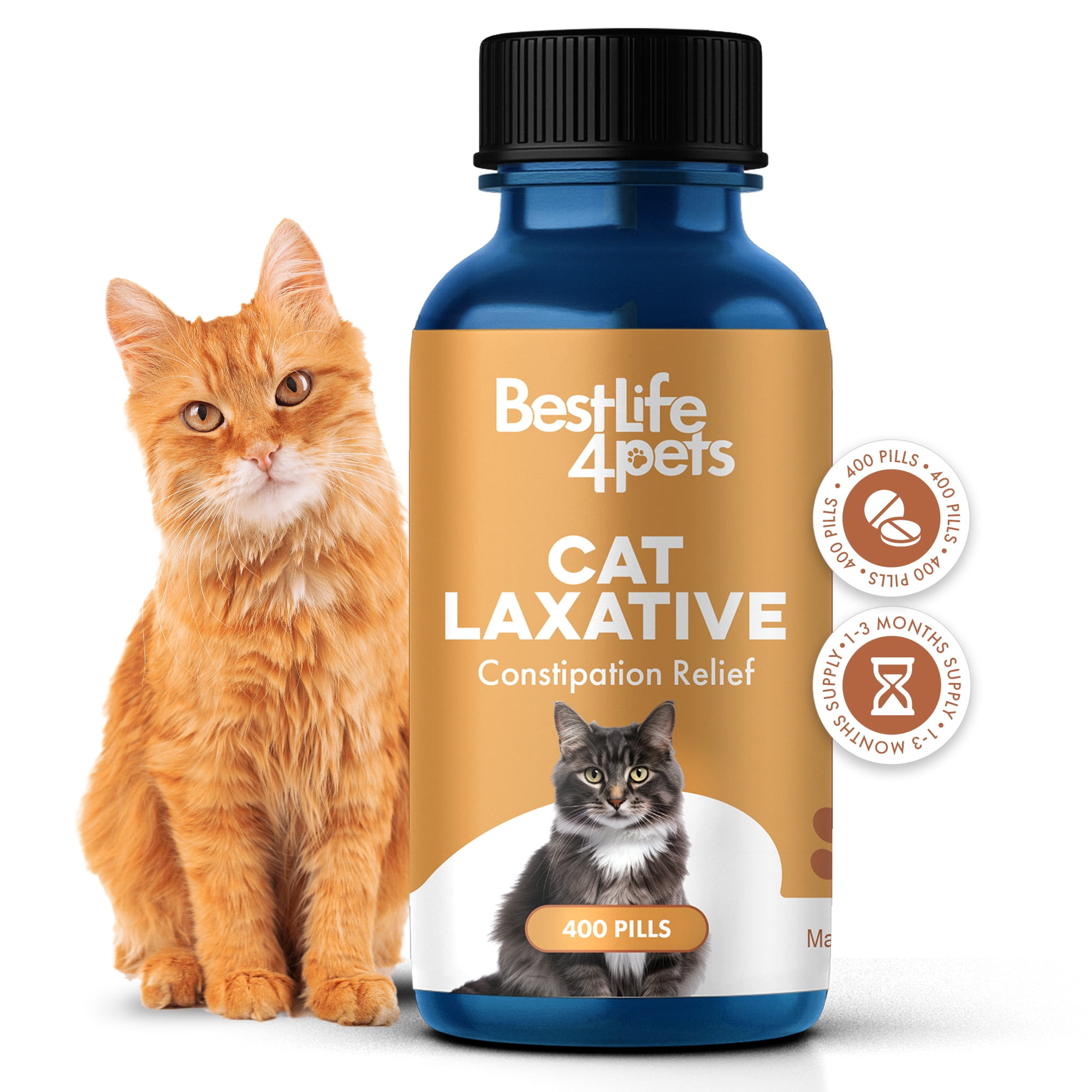 BestLife4Pets - Cat Laxative Constipation Relief and Stool Softeners - Digestive Health Supplement for Gas Relief and Constipation - Natural Laxative for Cats