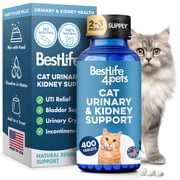 BestLife4Pets Cat UTI, Kidney & Bladder Support - Natural Supplement for Cats Renal Health and Bladder Control - 400 Pills