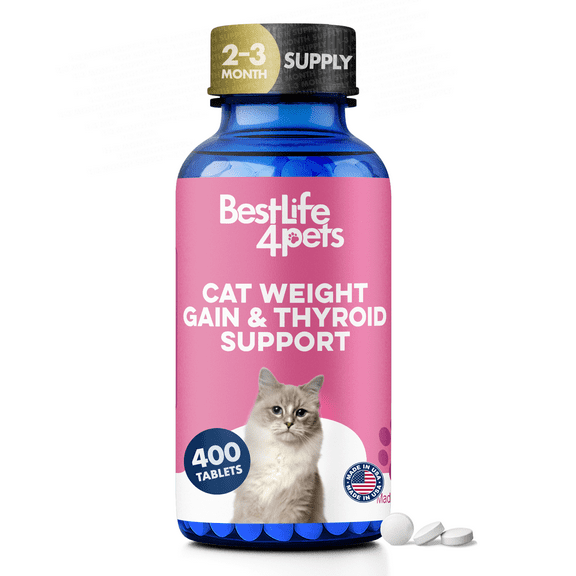BestLife4Pets Cat Weight Gain & Hyperthyroidism - Safe and Effective Cat Appetite Stimulant, Thyroid and Metabolic Support
