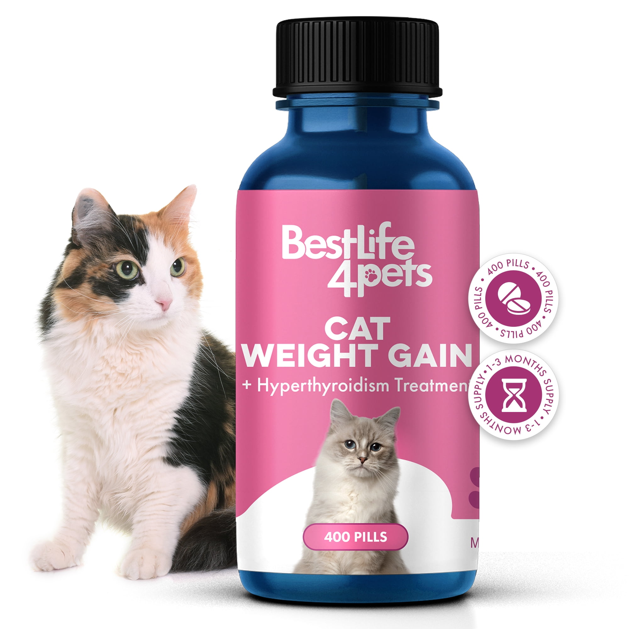 BestLife4Pets Cat Weight Gain & Hyperthyroidism - Safe and Effective Cat Appetite Stimulant, Thyroid and Metabolic Support