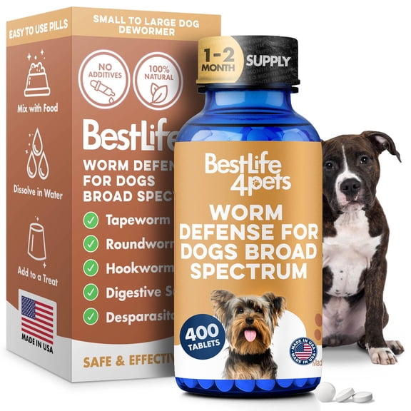 BestLife4Pets Worm Defense for Dogs Natural Broad Spectrum Supplement to Help Remove Worm Infestations