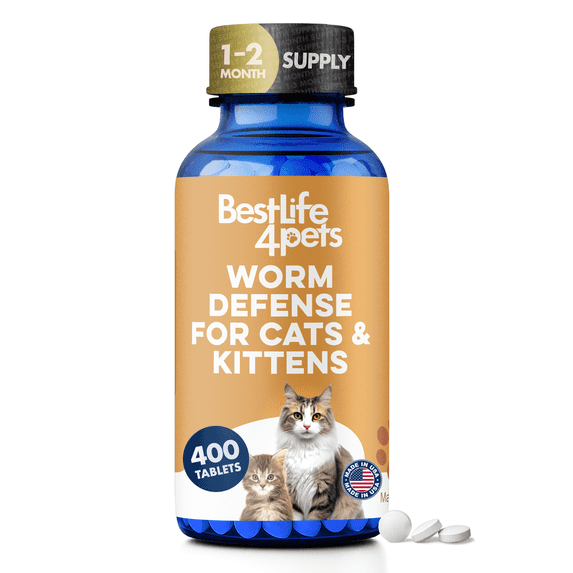 BestLife4Pets Worm Defense for Cats & Kittens - Natural Supplement to Remove Worms Infestation