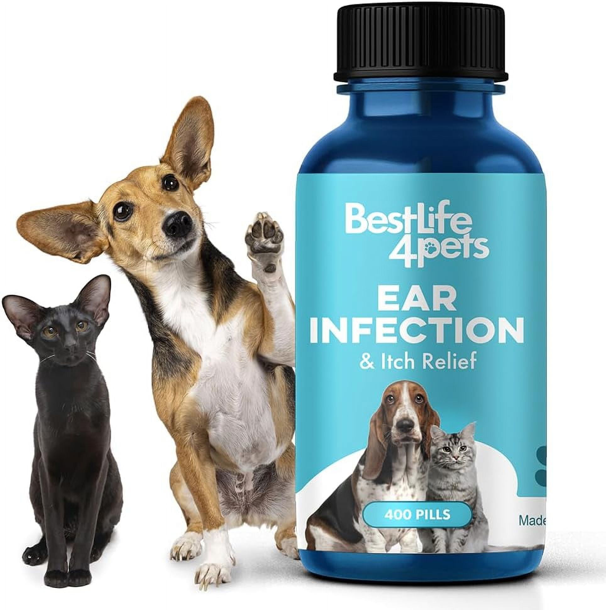 BestLife4Pets Ear Infection Relief for Dogs and Cats Treatment for Itching, Swelling, Otitis