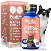BestLife4Pets Mange Supplement for Cats - Natural Ear Mite Solution - Helps with Cat Skin Irritation and Dandruff