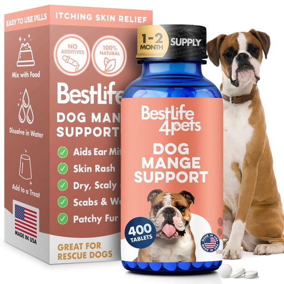 Dog Mange Supplement - Natural Mites Solution - Helps with Dog Skin Irritation, Hot Spots, and Dandruff
