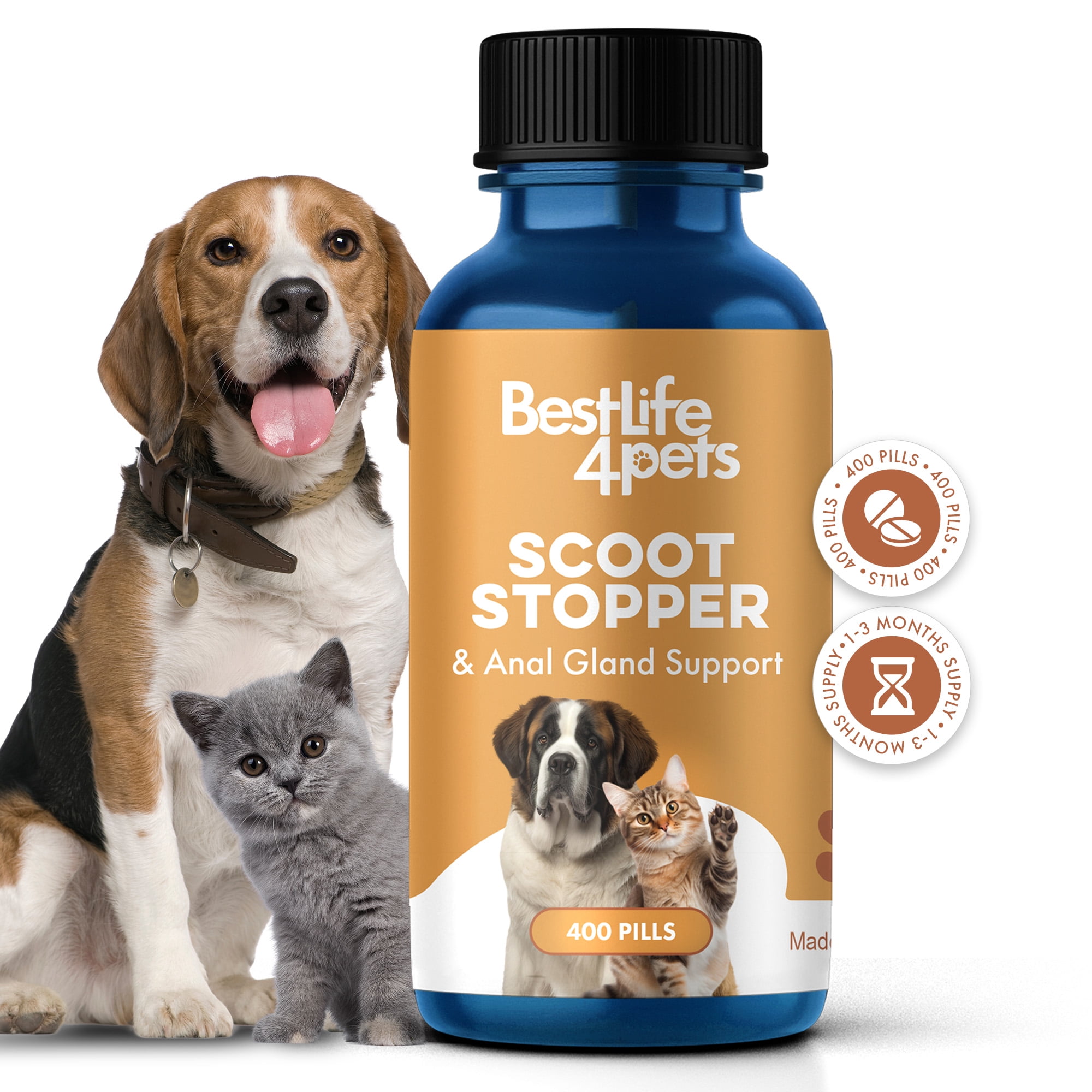 Image showcasing BestLife4Pets Scoot Stopper and Anal Gland Support for Dogs & Cats ...