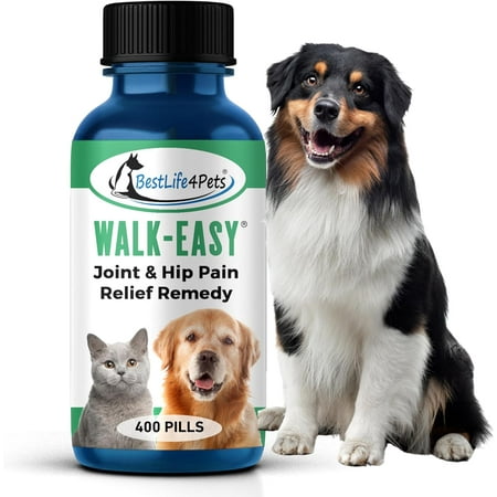 BestLife4Pets Walk-Easy Hip and Joint Natural Supplement for Dogs & Cats - Arthritis Pain Relief - Anti-Inflammatory Pills