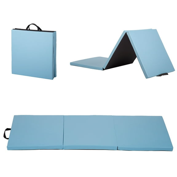 BestMassage 1 Inches Thick Folding Panel Gymnastics Mat Gym Fitness Exercise Mat (style2),Blue