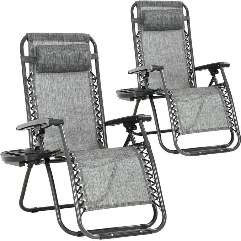BestMassage 2 Pack Steel Zero Gravity Chair Gray and Black