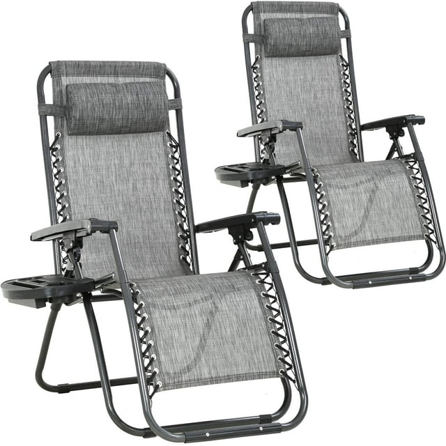 BestMassage 2 Pack Steel Zero-Gravity Chair - Gray and Black