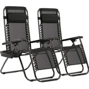 BestMassage 2 Pack Utility Tray Steel Zero-Gravity Chair - Black and Gray