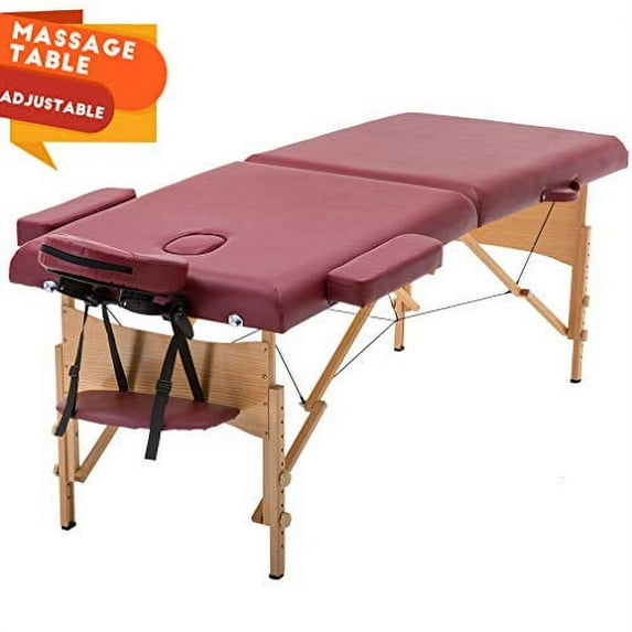 BestMassage 28" Wide Portable&Foldable Massage Table w/Free Carry Case Chair Bed Spa Facial,Burgundy