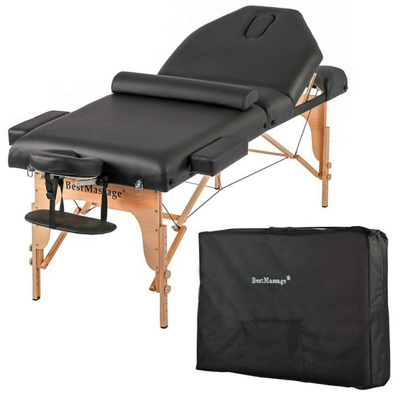 BestMassage 30" x 77"-86" Adjustable Foldable Portable Black SPA Salon Massage Table