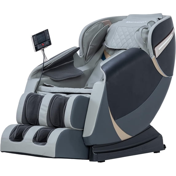 BestMassage 4D Massage Chair,Full Body Zero Gravity Recliner Chair with Smart Large Screen Bluetooth Heat Foot Roller,Grey