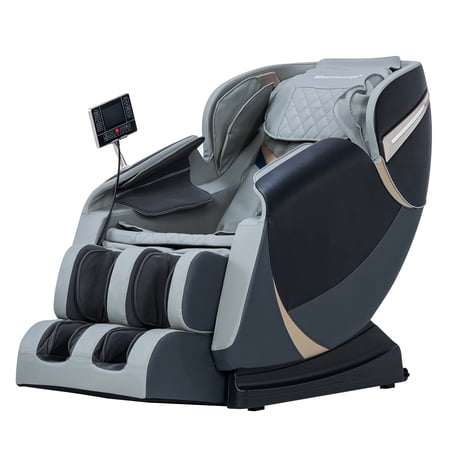 BestMassage 4D Massage Chair,Full Body Zero Gravity Recliner Chair with Smart Large Screen Bluetooth Heat Foot Roller,Grey