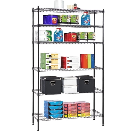 BestOffice 6 Shelf Wire Shelving Unit Heavy Duty Metal Storage Shelves NSF Wire Shelf Organizer,42"x16"x72",Black