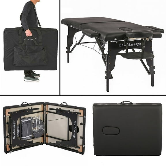 BestMassage 73" PU Portable 2" Padding Folding Massage Table W/Free Carry Case Bed Spa Facial