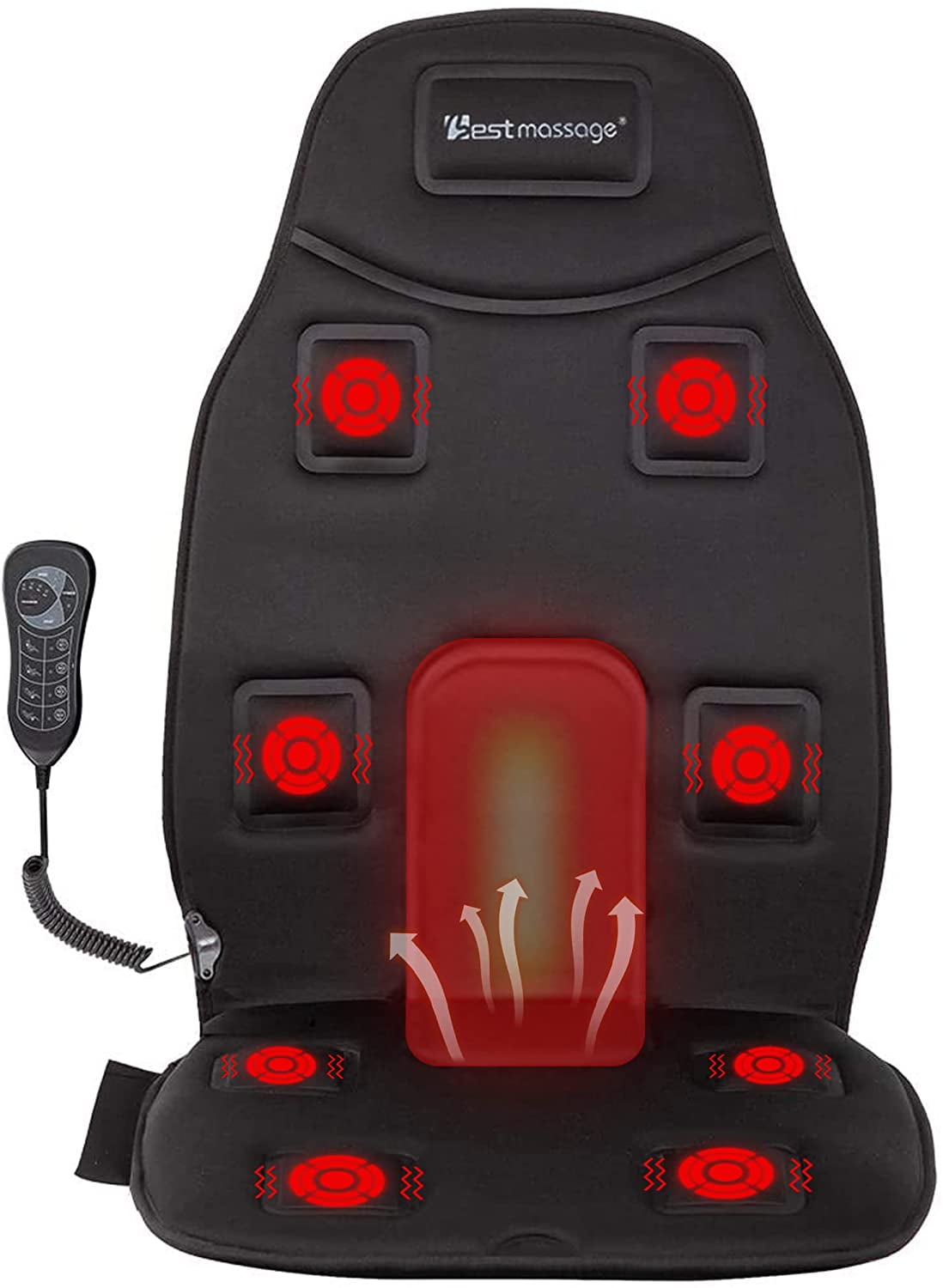 BestMassage 8-Motor Vibration Full Back Heated Car Seat Massager