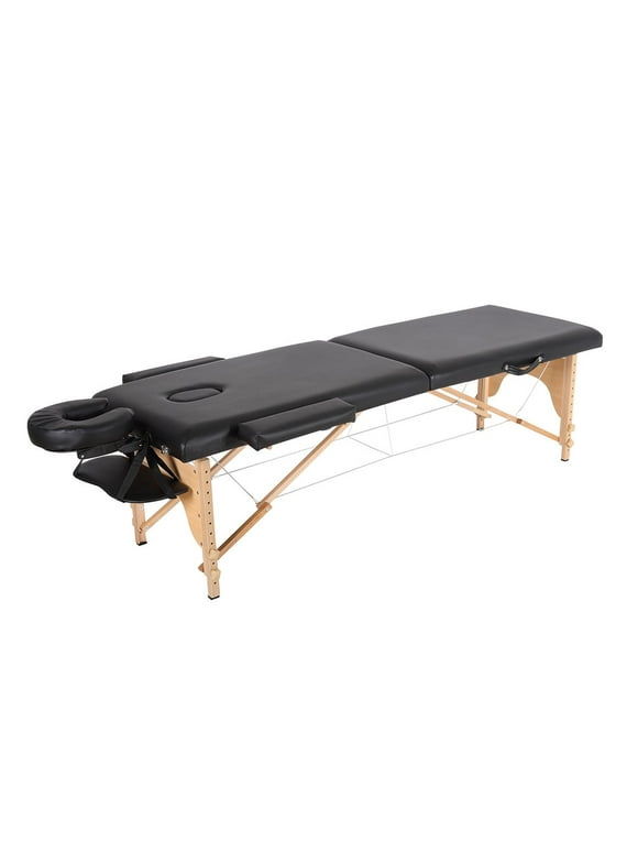BestMassage Adjustable 2 Folding Portable Massage Table W/ Carry Case, Black