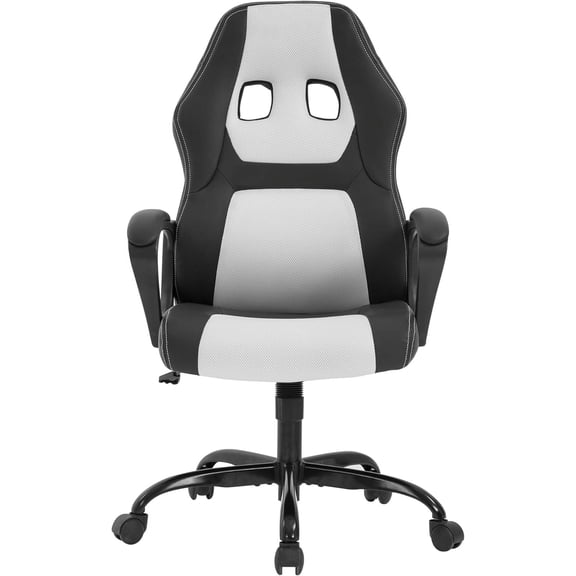 BestMassage Adjustable & Ergonomic Swivel Gaming Chair, White