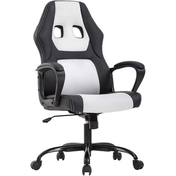 BestMassage Ergonomic & Adjustable Swivel Gaming Chair, White