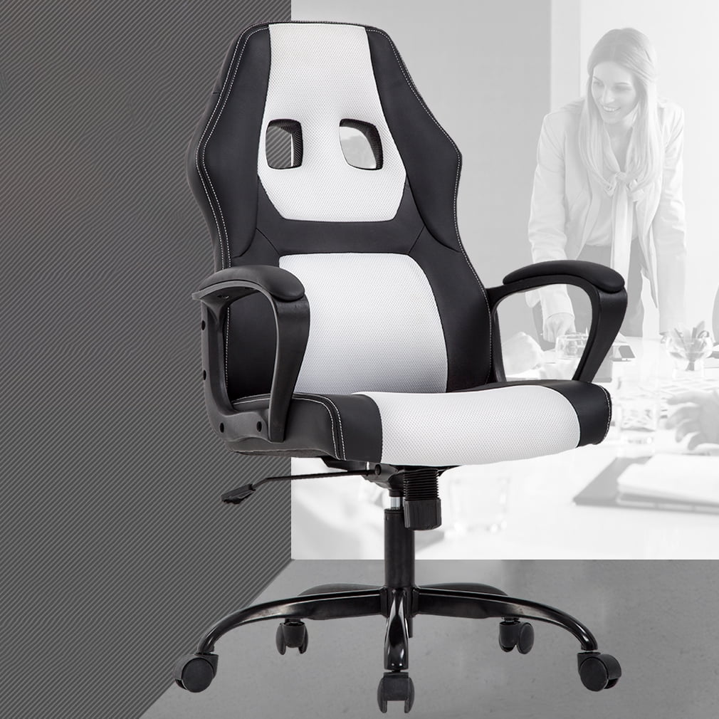 BestMassage Ergonomic & Adjustable Swivel Gaming Chair, White