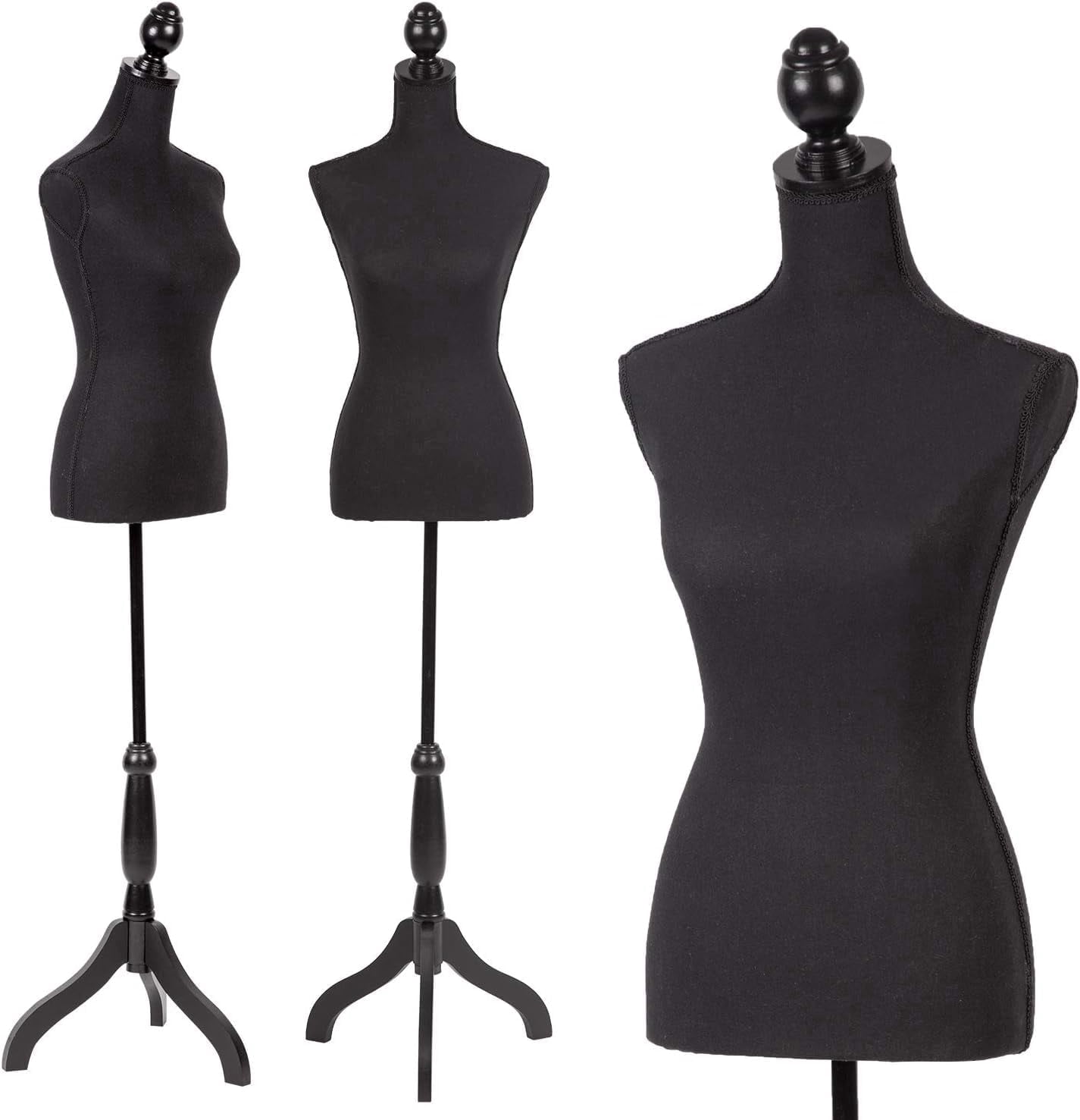 BestMassage Adjustable Female Dress Form Mannequin 60-67" ABS & Velvet, Black Tripod Stand