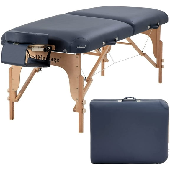 BestMassage L84" W30" Beauty Salon Massage Foldable Portable Blue Massage Table (with Carrying Bage)