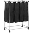 thumbnail image 1 of BestMassage Large Rolling Laundry Sorter Cart With Wheels 4-Bag Removable Brake Casters Laundry Sorter With Baskets, Black and Silver Plating, 1 of 7