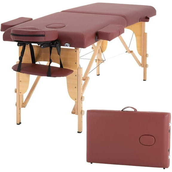 BestMassage Massage Bed Portable Massage Table 2 Folding with Non-Woven Bag for Spa Footmassage Facial CareSpa Tattoo,Burgundy