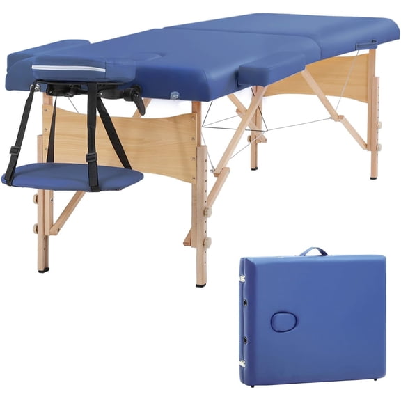 BestMassage Massage Bed Portable Massage Table 28 Inch Wide Lash Bed Height Adjustable 2 Folding Spa Table with Non-Woven Bag for Spa Footmassage Facial CareSpa Tattoo,Blue