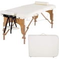 thumbnail image 1 of BestMassage Massage Table Massage Bed Spa Bed 84 Inch Height Adjustable 2 Fold Massage Table W/ Bolsters Carry Case Portable Salon Bed,Cream, 1 of 7