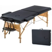 BestMassage Massage Table Portable Massage Bed Spa Bed 84 Inches Long 28 Inchs Wide Hight Adjustable 2 Folding W/Carry Case,Black