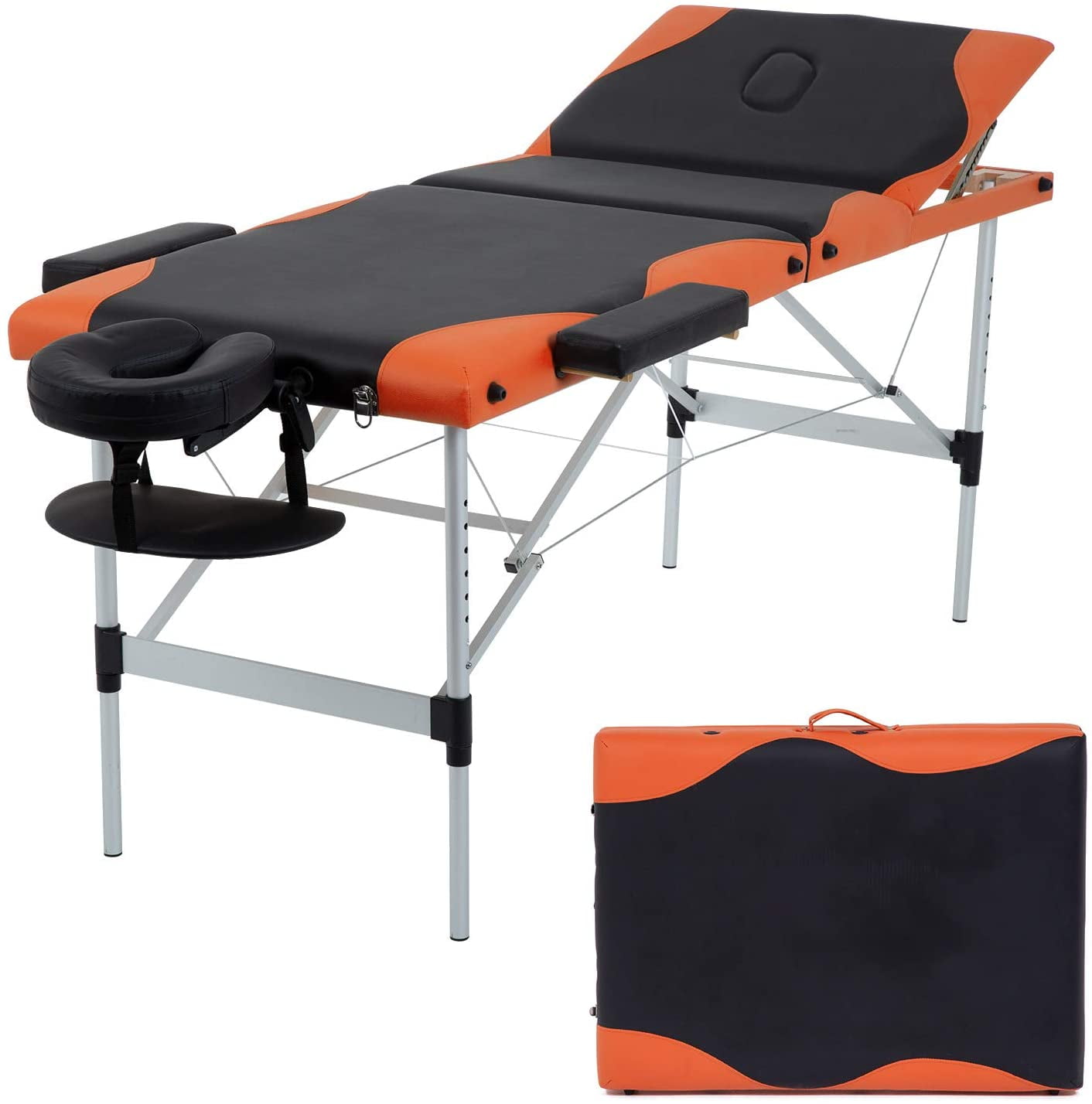 BestMassage 3-Fold Portable Massage Table w/ Carrying Case, Aluminum, 84", Black