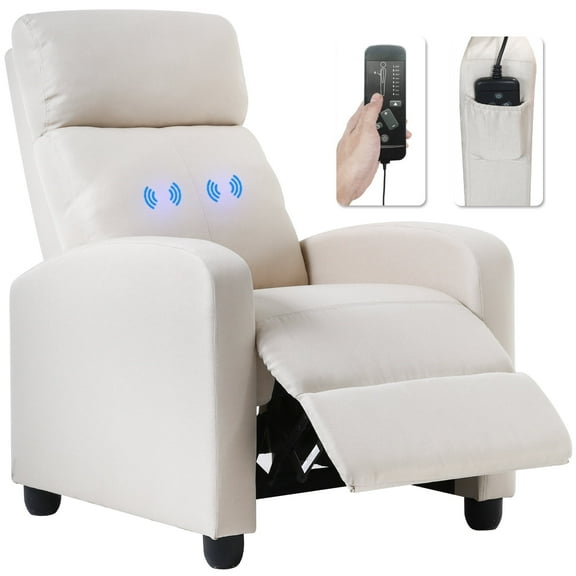 BestMassage Modern Recliner Chair for Living Room Reading Chair Easy Lounge with Fabric Padded Seat Backrest,Beige