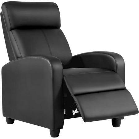 BestMassage Wingback Sofa Home Theater Seating Push Back Reclining Chair,Without Massage Function, PU,Black